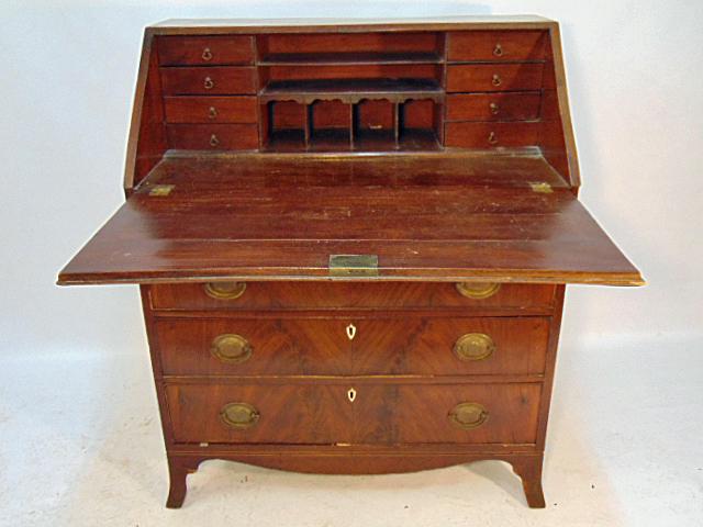 Antique slant front mahogany desk, 4 drawer base with (1 of 5)