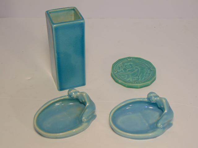 Rookwood commercial art pottery lot, vase, pair small (1 of 8)