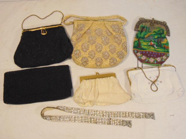 Lot vintage bags, beaded purses, includes 6 purses & (1 of 6)