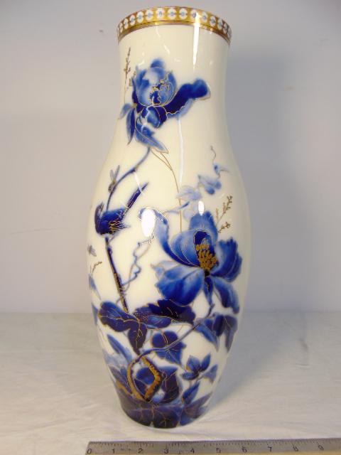 M. Redon for Limoges porcelain vase, in blue & white (1 of 6)