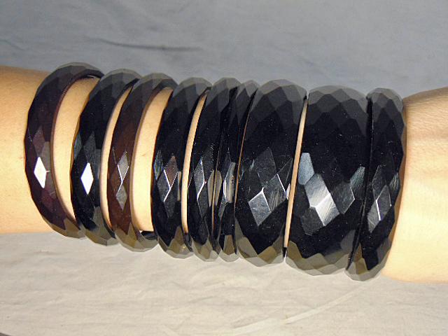 Bakelite Jewelry (9) vintage bracelets, Jet/black & 2 (1 of 9)