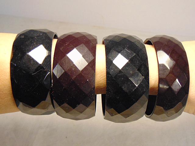 Bakelite Jewelry ((4) vintage bracelets, wide faceted (1 of 8)