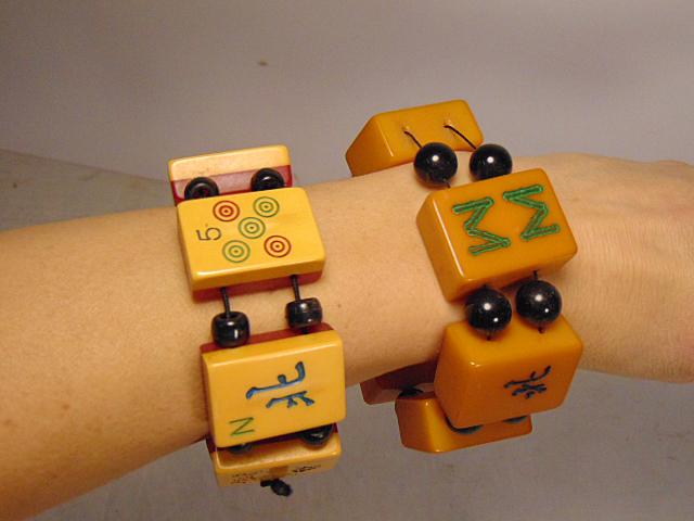 Bakelite Jewelry (2) vintage stretch Mahjong bracelets (1 of 6)