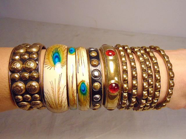 Jewelry, (12) various vintage bracelets, studded, (1 of 6)