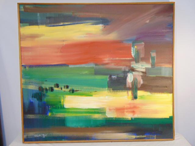 Painting, abstract in color, Claudia Steel, dated 1964, (1 of 5)