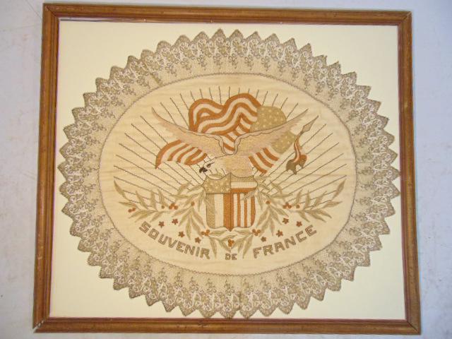 "Souvenir de France" silk embroidered needlepoint scene (1 of 5)