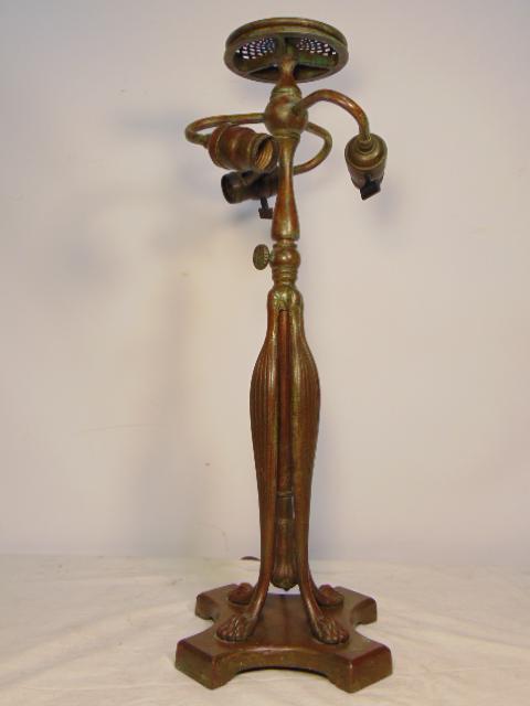 Tiffany lamp base, reproduction, no shade, has 4 paw (1 of 8)
