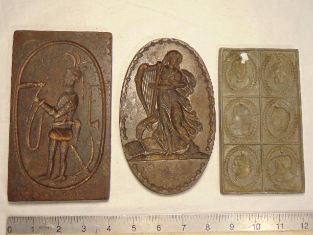 3 cast iron cookie dough presses, colonial press with (1 of 5)