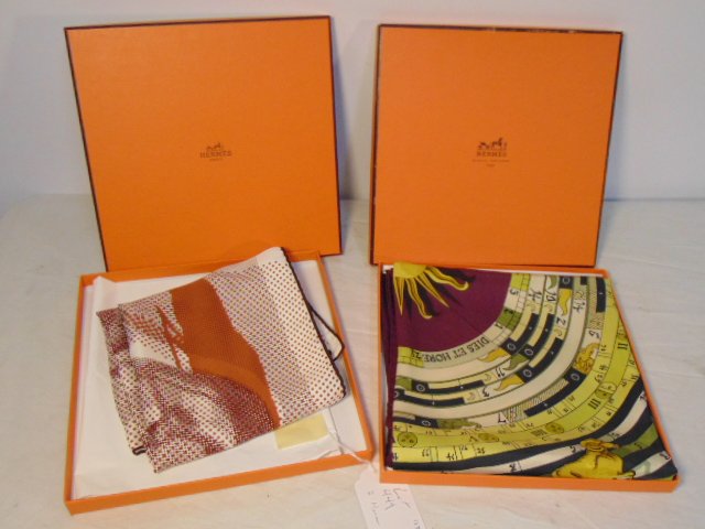Two Hermes Scarves in original boxes, "Fantaisie a Chev (1 of 7)