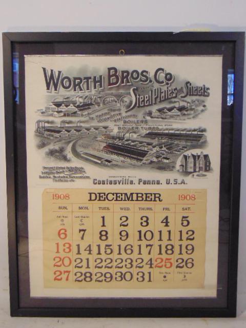 Advertising calendar, "Worth Bros. Co. Steel Plates & (1 of 7)