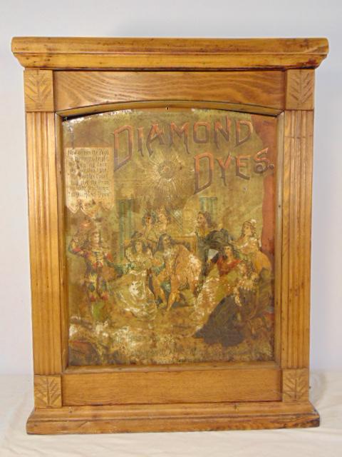Diamond Dye cabinet, original tin, painted front, paint (1 of 6)
