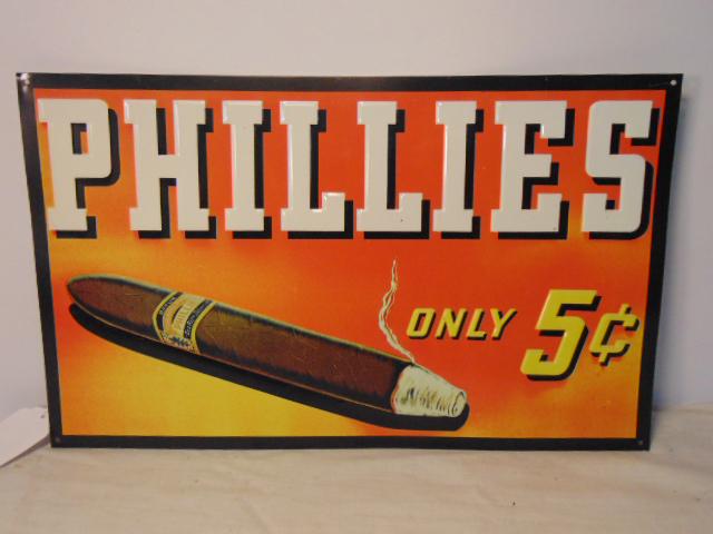 Advertising sign, Phillies Cigars, only 5 cents, sign (1 of 4)