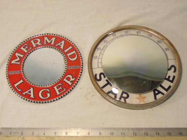 2 beer advertising pieces, "Mermaid British Lager", tin (1 of 6)