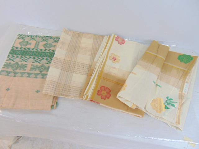 Lot 4 Sari fabric panels, some with gold threads, (1 of 8)