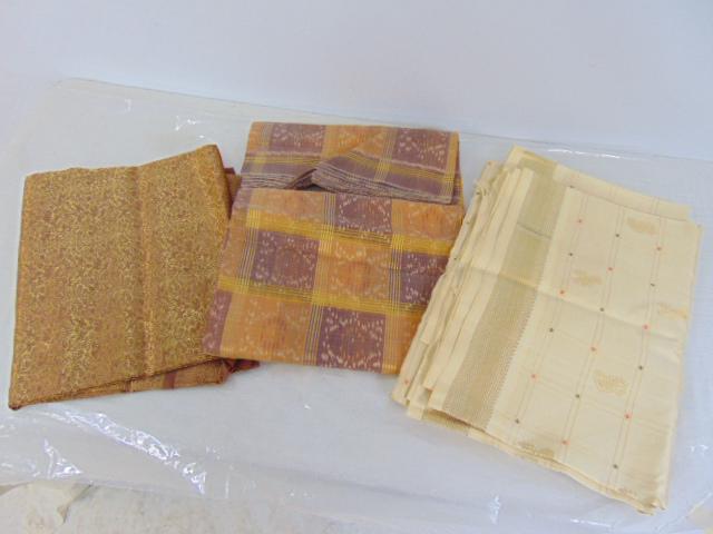3 Sari fabric panels, with gold thread, Deepam Silk (1 of 10)