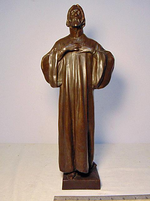 Bronze figure of Jesus, hands crossed, in robe, (1 of 6)