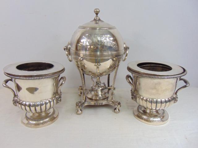 2 silver-plate champagne buckets & hot water dispenser, (1 of 11)