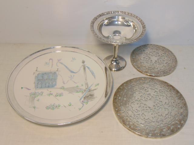 Weighted sterling lot, tazza, sterling over glass (1 of 6)