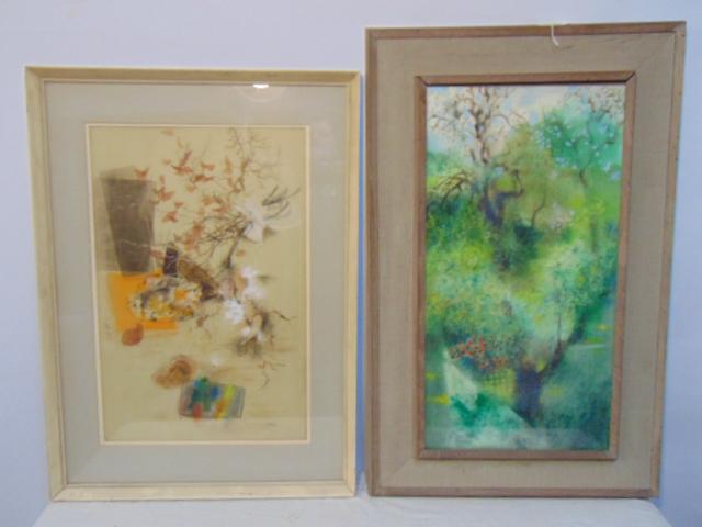 2 painting, Ruth Cobb, Garden scene with tree & (1 of 8)