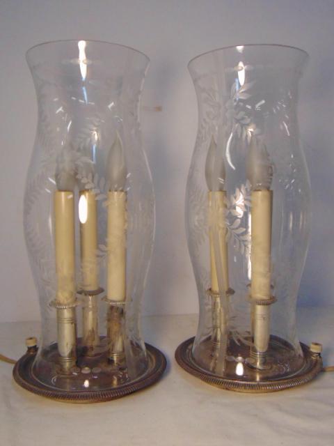 Pair silver-plated table lamps with wheel cut Hurricane (1 of 6)