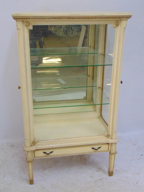 Small painted vitrine, display case with glass shelves, (1 of 4)