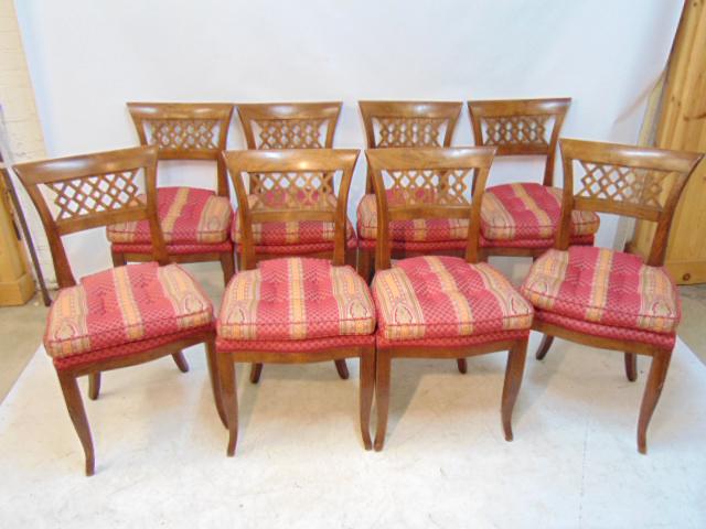 Set of 8 carved & upholstered dining chairs, with (1 of 7)