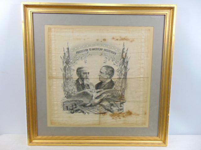 Political handkerchief banner, "Protection to American (1 of 7)