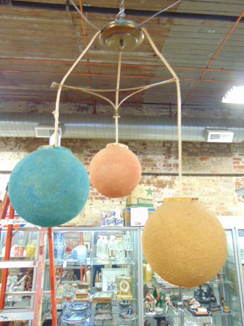Mid Century hanging fixture, three balls of different (1 of 4)