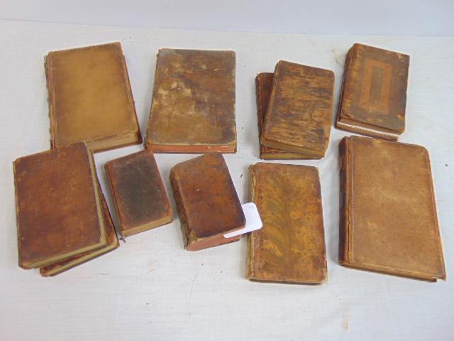 Lot antique leather bound books, including "Espectáculo (1 of 10)