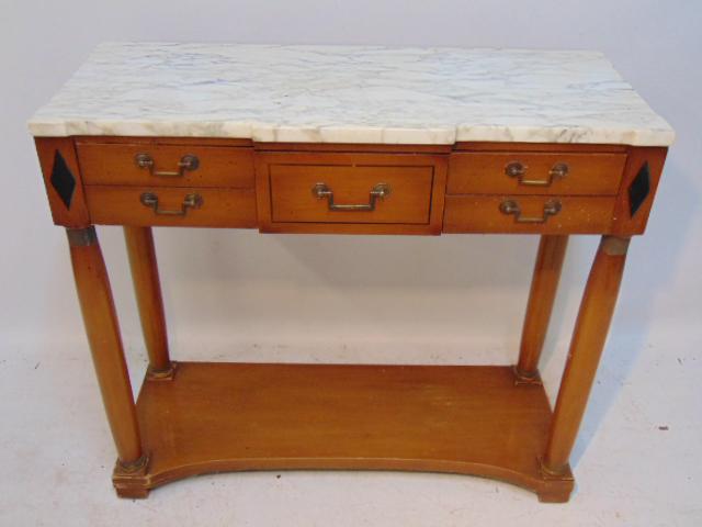 Biedermeier style marble top console table, column (1 of 4)