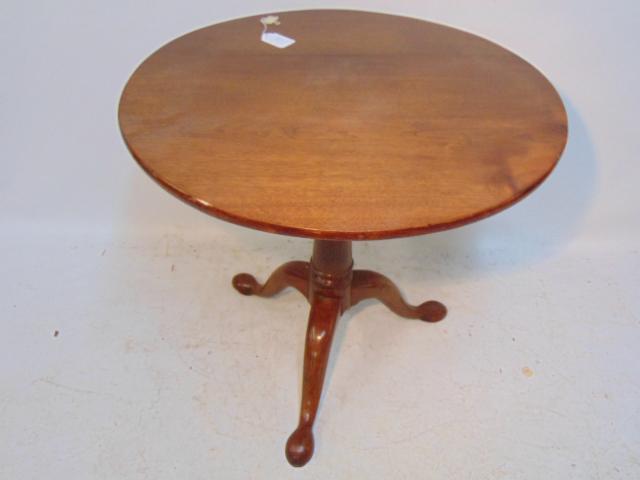 Tilt top breakfast table, with bird cage, top is 30",: Tilt top breakfast table, with bird cage, top is 30", table is 27", 19th Century