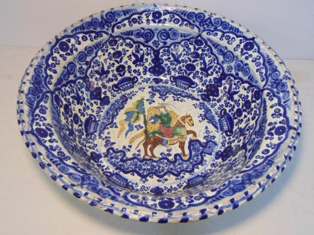 Large Talavera Mexican ceramic bowl, paint decorated, (1 of 6)
