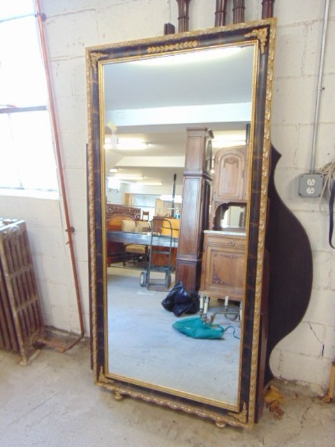 Large dressing mirror, wood & gilt frame, on feet (1 of 6)