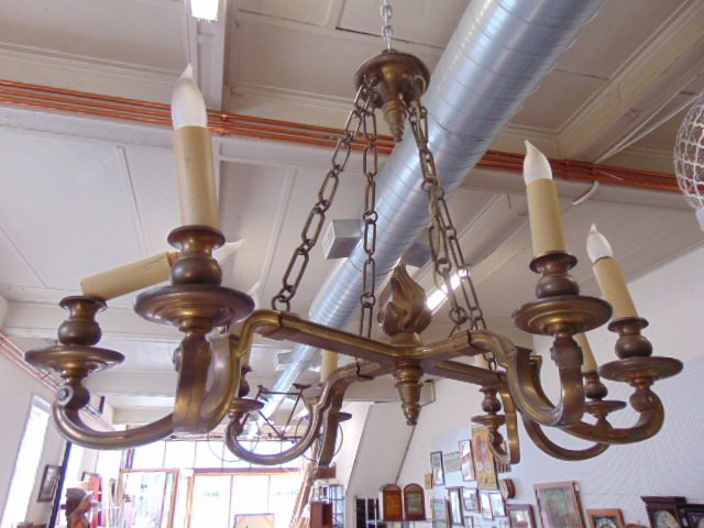 Solid brass hanging fixture, cross frame with flame fin (1 of 6)