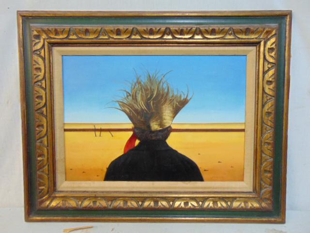 Painting, Figure in landscape, Jack Faragasso, oil on canvas, 14" by 20", figure with straw hat, (1 of 5)