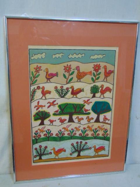 Lithograph, birds of paradise, Shalom Moskovitz (aka Shalom of Safed), lithograph in color, edition (1 of 8)