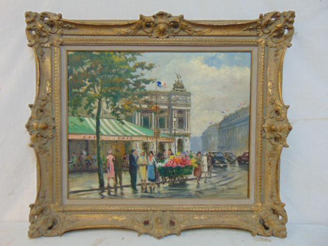 Painting, "Place de L'Opera, Paris", Fr. Gerome, oil on canvas (unsure about first initials, Paris (1 of 6)