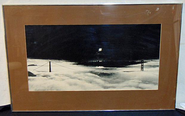 Photograph, Golden Gate Bridge under moonlit clouds, San Francisco, unsigned, in black & white, (1 of 4)