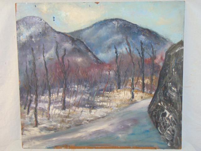 Painting, "Mountain road, Cold Spring, Milton Lunin, oil on Masonite, "Mountain from Lunn Terrace, (1 of 5)