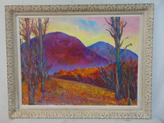 Painting, "View from Lanegate Road, Cold Spring"< Milton Lunin, 1982, acrylic on canvas (framed), (1 of 6)