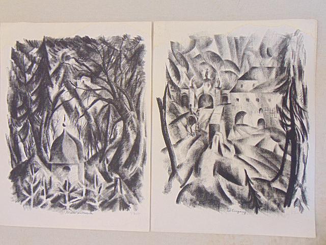2 Lithographs, Joseph Eberz, "Der Eingang" & "Die Alte Waldkapelle", 16,5" by 22", pencil signed, (1 of 11)
