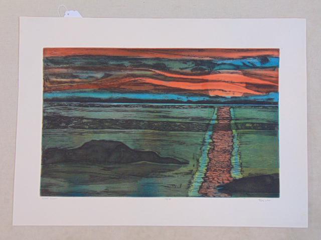 Lithograph, "Island Sunset" signed Ruth Leaf, lithograph in color, on Bermond paper, sheet is 18.75" (1 of 6)