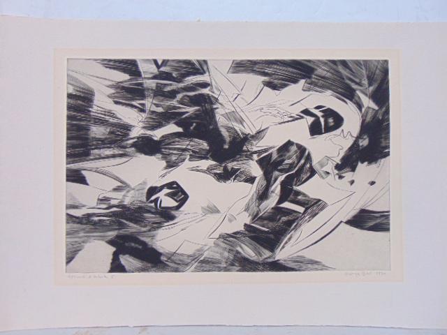 Etching, Abstract, signed George Ball, 1970, artist proof, 15.5" by 22 7/8" (10.75" by 16 3/8") (1 of 4)