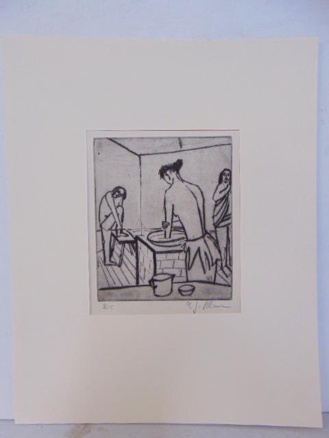 Drypoint etching, Karl-Heinz Kliemann, "Badestube", 1949, edition 2/5, 15 5/8" by 11.75" (8.75" by (1 of 6)