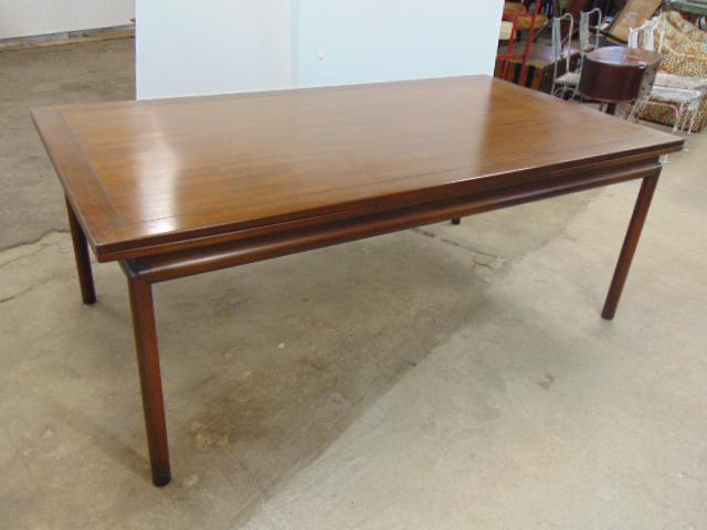 MCM refectory dining table by Kittinger, design by Wormley or Mont with pull out leaves, table is: MCM refectory dining table by Kittinger, design by Wormley or Mont with pull out leaves, table is 78.5" by 42", height is 30", with leaves pulled out table is 132.5" (over 11 feet) original table pads