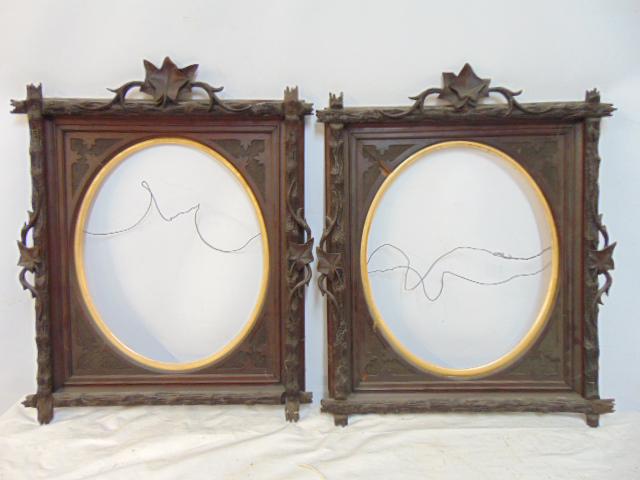 Two carved walnut black forest frames, opening is 187.5" by 14.5" (measured from behind), front (1 of 8)