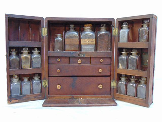 English regency doctors cabinet, Dr Samuel Mudd attribution, traveling doctors, apothecary cabinet (1 of 8)