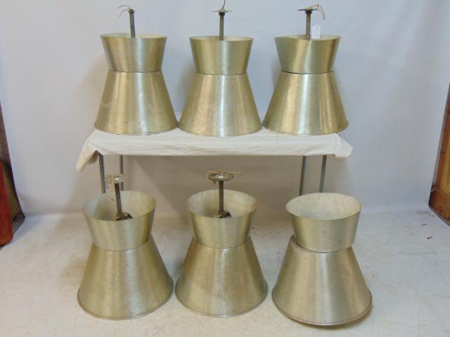 6 large industrial hanging fixtures by Lobey, model No 685, aluminum & holophane, warehouse lighting (1 of 7)