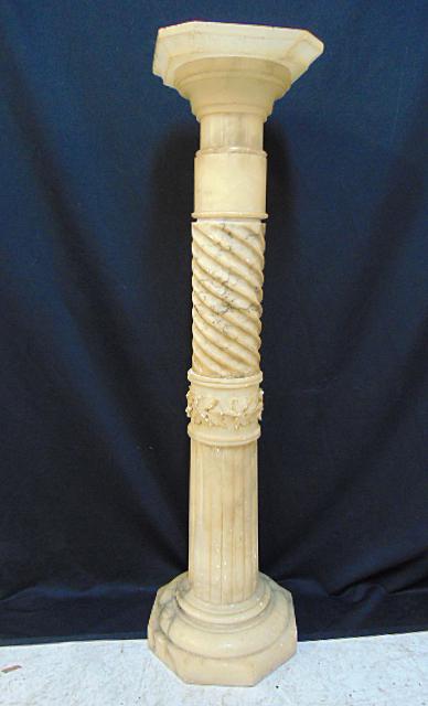 Alabaster pedestal, sectional, hollow, pedestal is 41.25" tall.: Alabaster pedestal, sectional, hollow, pedestal is 41.25" tall.