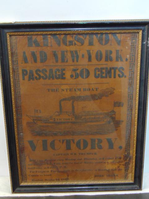 Steamboat broadside, advertising, Kingston and New York, Passage 50 cents, 1837, has RR poster on (1 of 4)